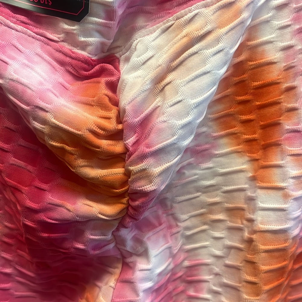 Pink and Orange Textured Leggings - Picture 5 of 6